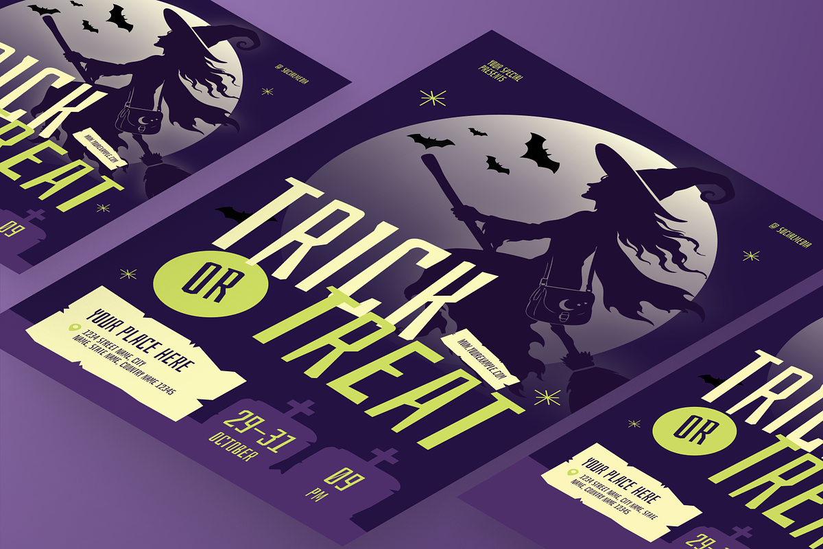 Trick or Treat Halloween Flyer Set, a Flyer Template by Annora Studio (Photo 5 of 6)