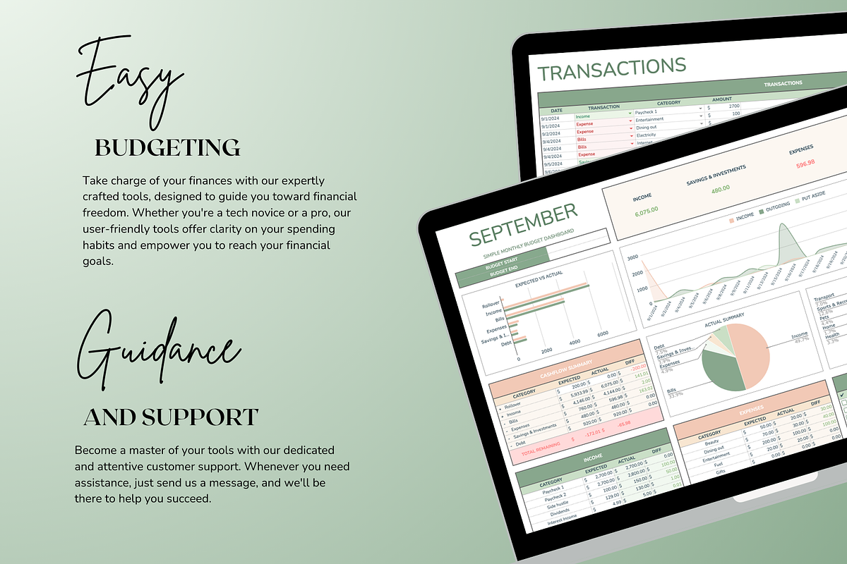 Simple Monthly Budget - Green, a Templates & Theme by The Creative Plans co (Photo 9 of 10)
