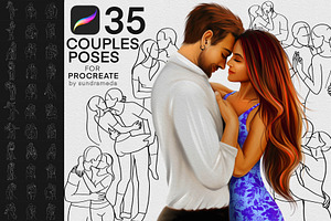 Couple Poses Stamps For Procreate