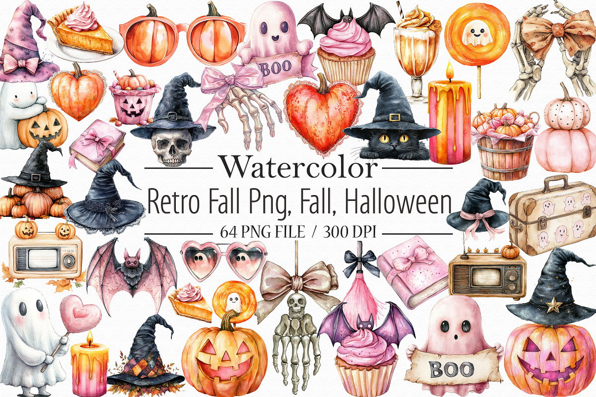 Retro Fall Png, Fall, Halloween Clip, an Illustration by Libby Wishes (Photo 1 of 10)