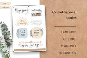 Digital stickers motivational quotes, an Illustration by Oh Mia Studio