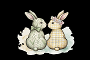 Watercolor Easter Bunny Couple Love, an Illustration by VetalStock (Thumbnail 3 of 3)