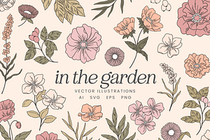 Garden Floral Vector Illustrations