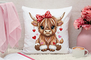 Crochet Valentines Highland Cow PNG, an Illustration by Canvas Craft (Thumbnail 3 of 7)
