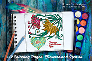 Flowers and Love Hearts, a Decorative Illustration by Elen-Lane (Thumbnail 1 of 6)