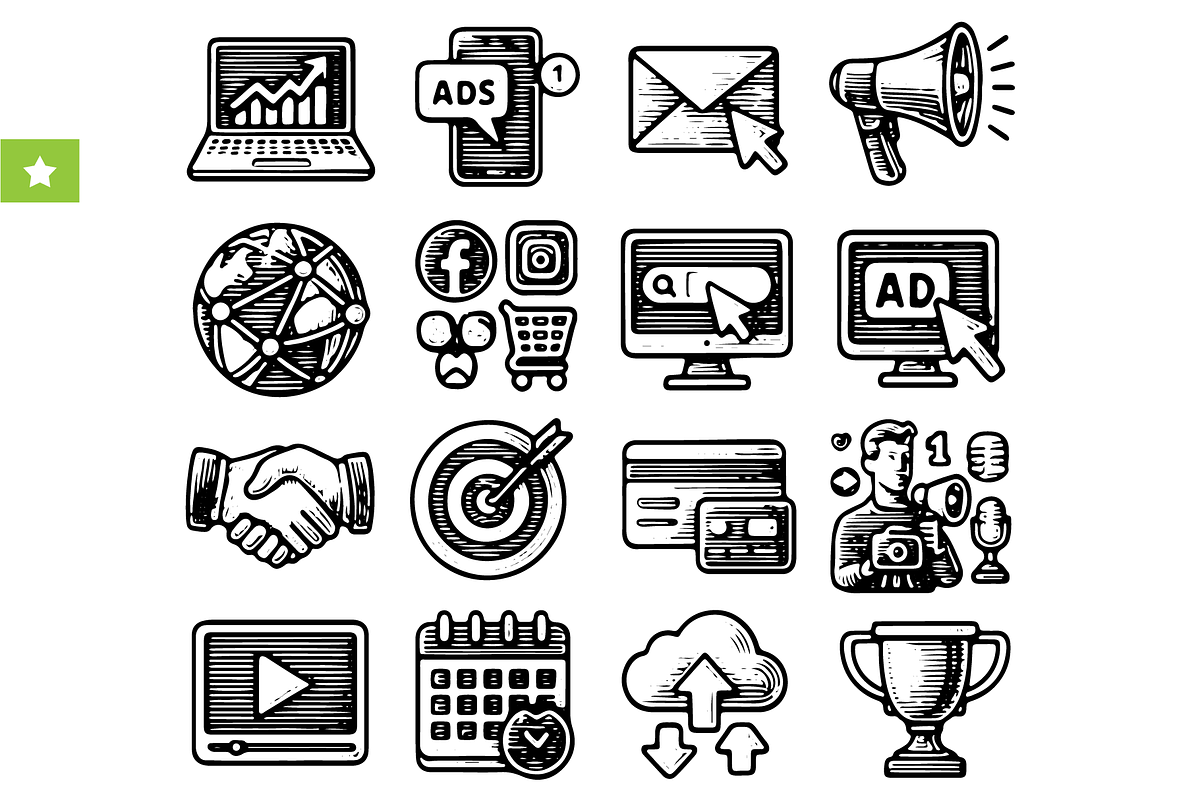 Digital Marketing Icons, an Object Graphic by RT Studio