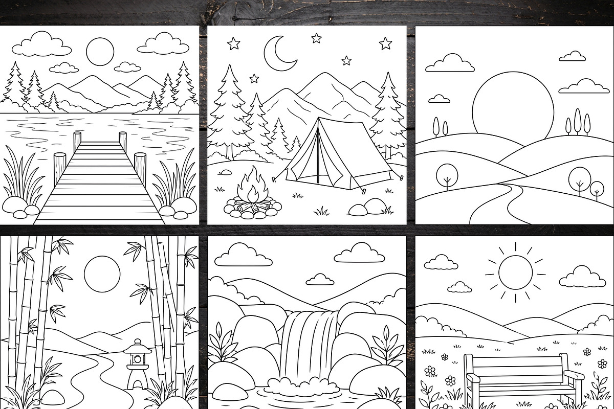 Minimalist Landscape Coloring Pages, a Brochure Template by LA Design (Photo 3 of 10)