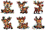 Reindeer Christmas lights Clipart, an Illustration by CraftArtStudio (Thumbnail 5 of 6)