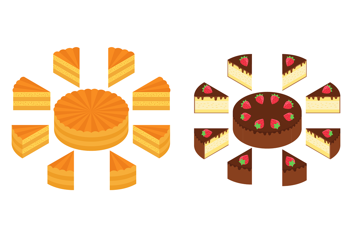 Isometric Cake Set, Slice Diagrams, a Food Illustration by Ilia Design (Photo 3 of 10)