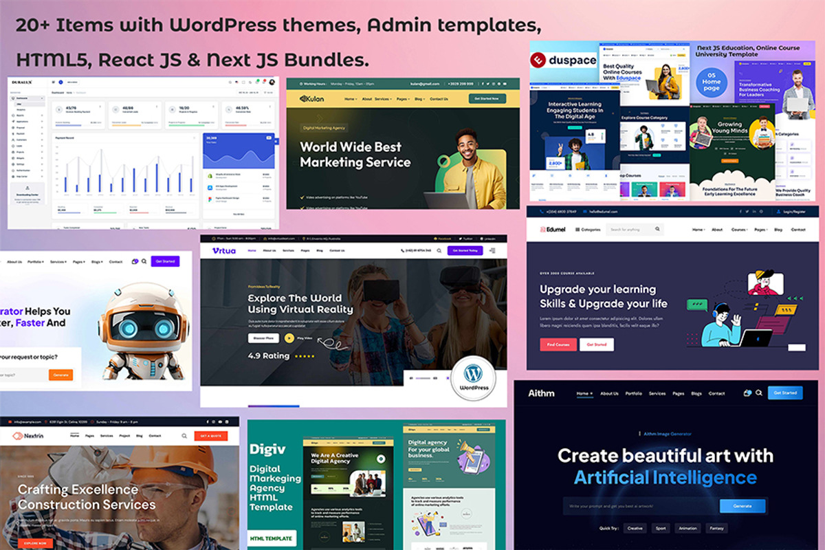 WordPress, Admin, HTML, Items Bundle, a WordPress Template by Helenshop (Photo 1 of 3)