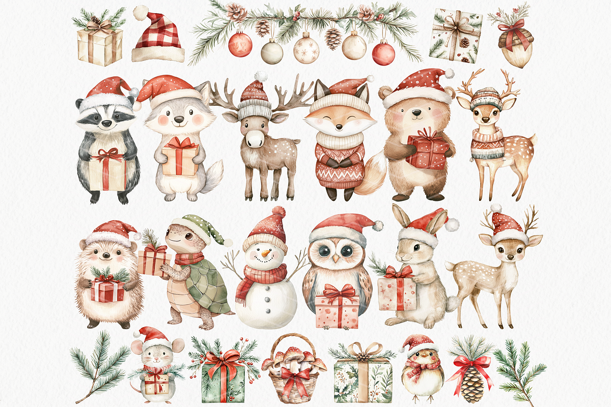 Woodland Christmas Clipart, a Seasonal Illustration by ClipArtCharm (Photo 2 of 5)