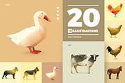 Polygonal Farm Animals, an Animal Illustration by blauananas (Thumbnail 2 of 6)