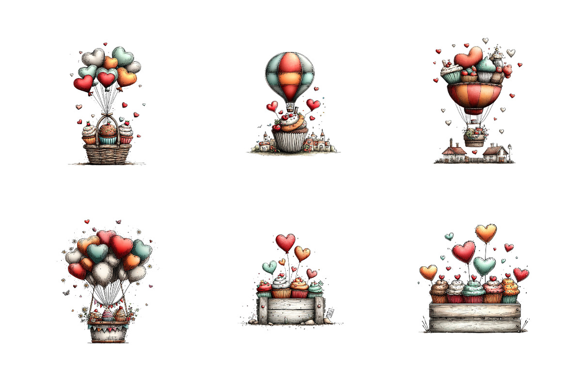 Valentines Cupcakes Clipart PNG, an Illustration by SinaCreation (Photo 4 of 11)