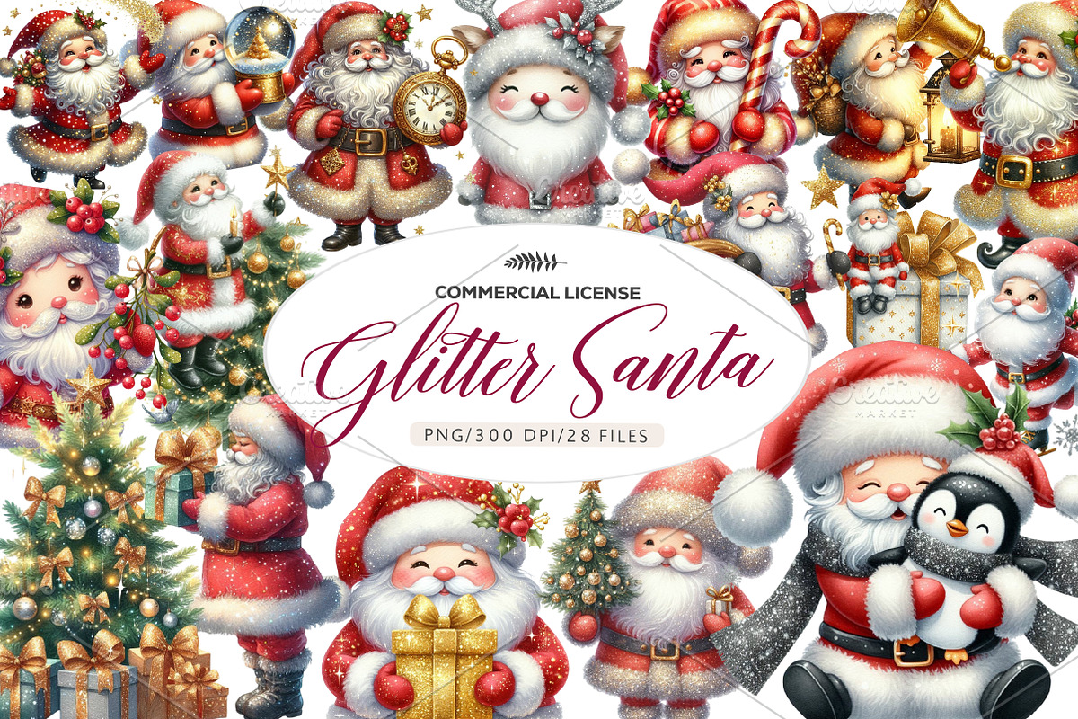 Glitter Christmas Santa Claus, an Illustration by CreationArt (Photo 1 of 5)