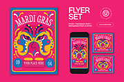 Purple Quirky Mardi Gras Flyer Set, a Flyer Template by graphicook (Thumbnail 1 of 3)