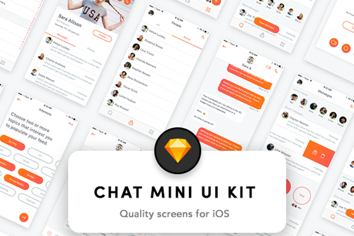 Chat mini kit for iOS, an UI Kit Template by Technopathy (Photo 1 of 3)