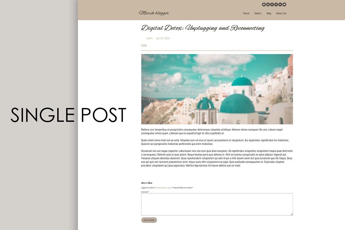 March Blogger/traveler Block theme, a WordPress Template by mgh3d (Photo 3 of 4)