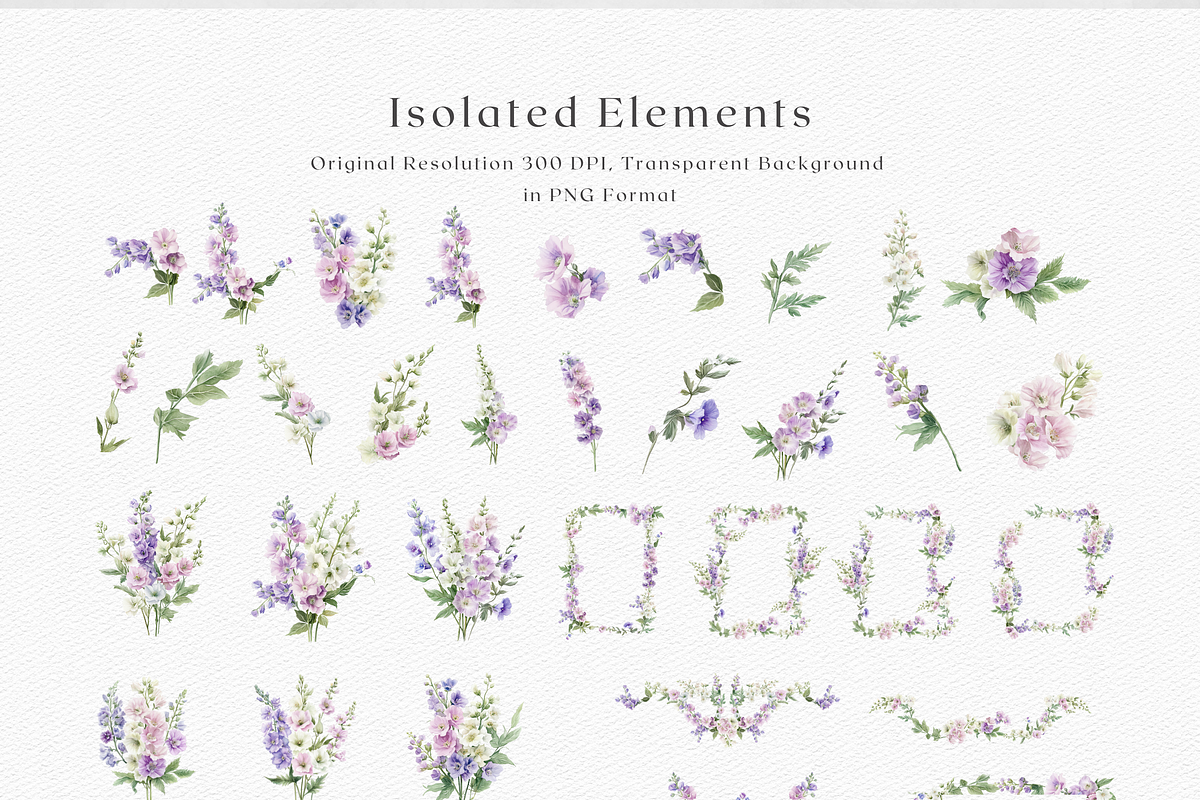 Watercolor Delphinium Bouquet, a Decorative Illustration by ThaismotaCreativeCo (Photo 9 of 10)
