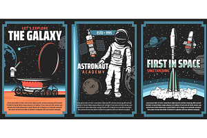 Outer Space Explore, Retro Posters