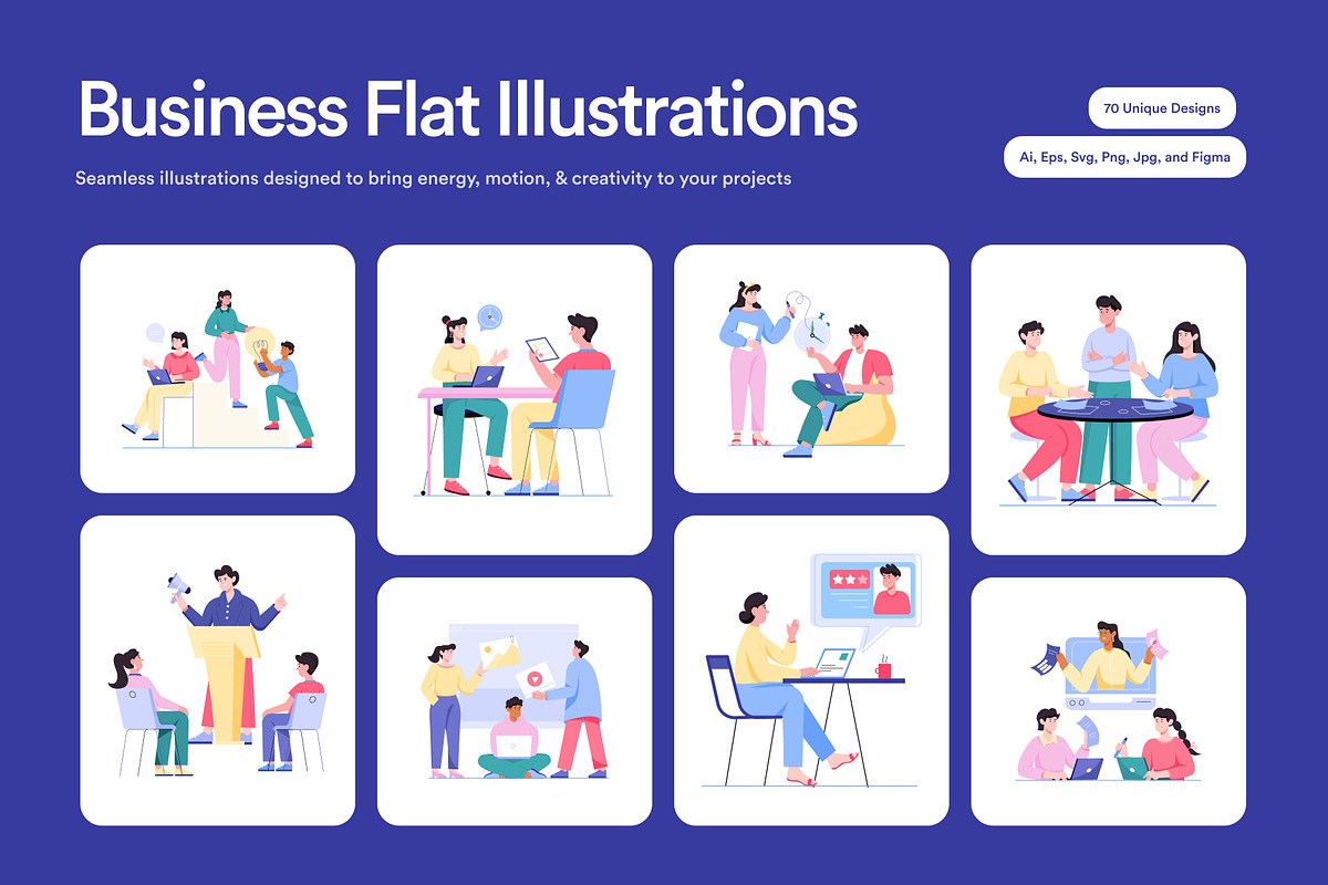 Business Flat Illustrations, a Finance Illustration by Brickclay (Photo 1 of 12)