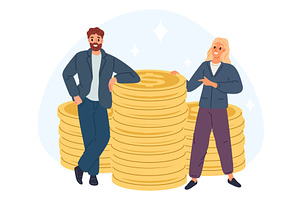 Businessman and businesswoman stand, a Finance Illustration by Vectorbuum