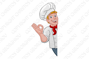 Chef Cook Baker Man Cartoon Peeking, a Person Illustration by Christos Georghiou