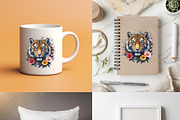 Tiger's head and colorful flowers., an Animal Illustration by yod67 (Thumbnail 5 of 9)