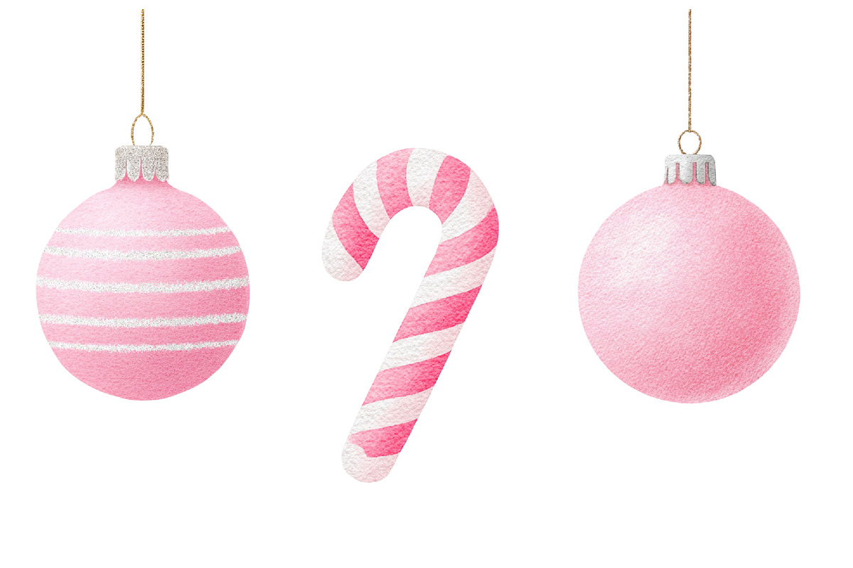 Watercolor Hot Pink Christmas Clipar, an Illustration by Designworld (Photo 5 of 5)