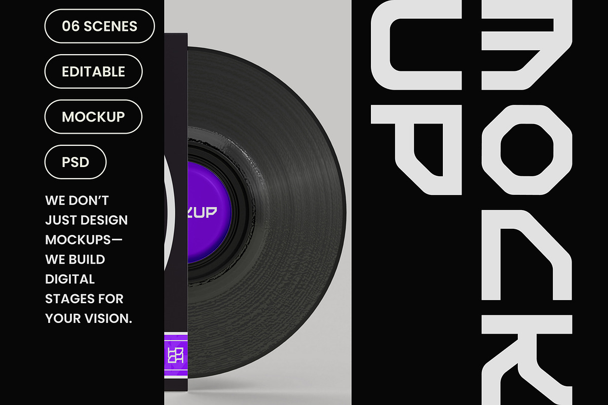 Vinyl Record Mockup, a Mockup by hiddemaru (Photo 4 of 4)