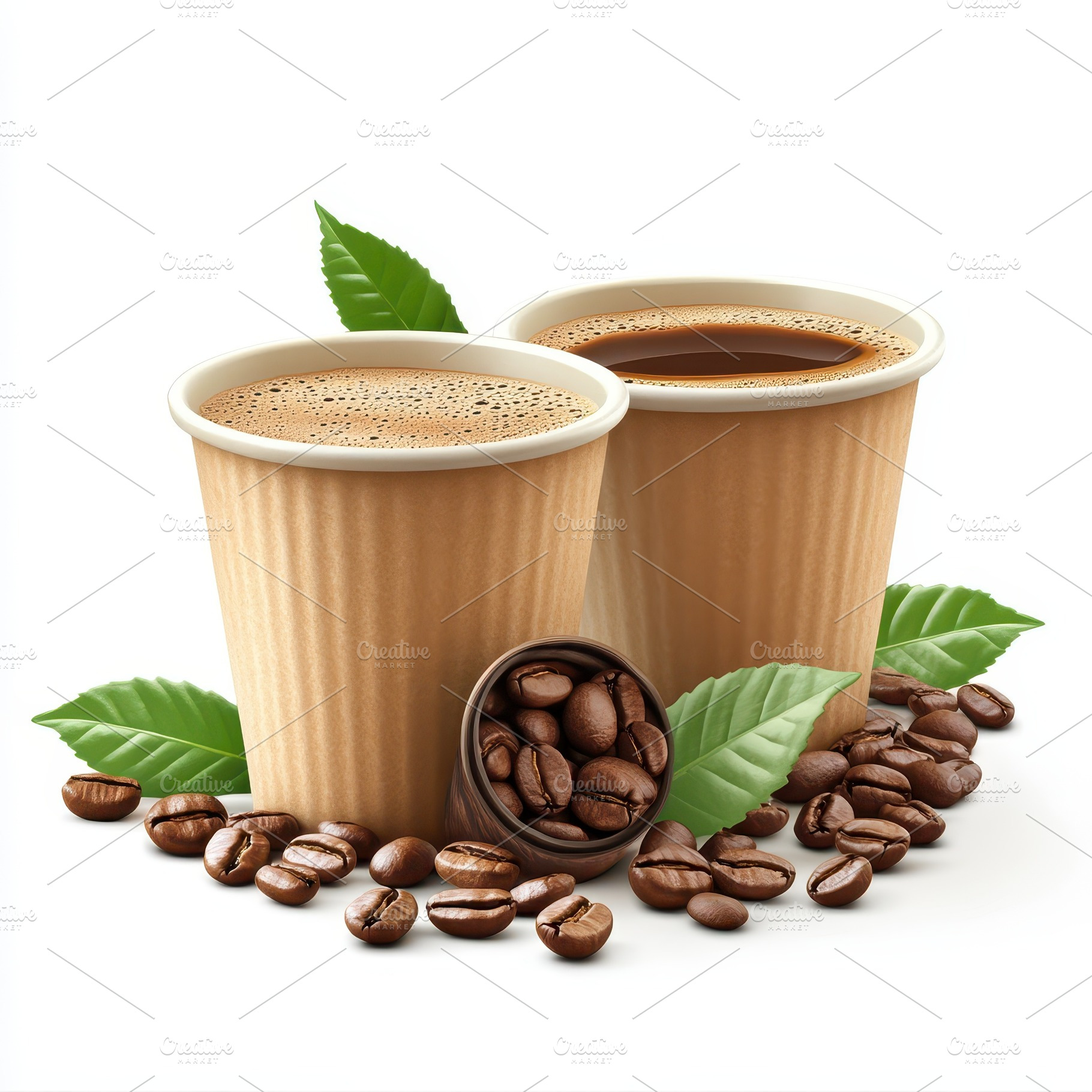 Two Cups of Coffee Coffee Beans and, a Food & Drink Photo by Pixeness Studio