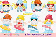 Watercolor Gnomes Surfboard Summer, an Illustration by Noey smiley (Thumbnail 1 of 6)