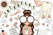 Introvert Clipart Bundle, an Illustration by Elle P. Studio (Thumbnail 1 of 2)