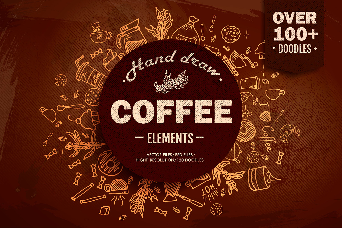 100+ Hand Drawn Coffee House element, an Outline Icon by Vitaliy Starkov (Photo 1 of 8)