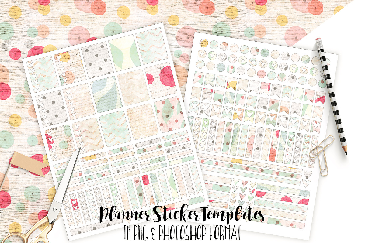 Planner Sticker Templates Photoshop, a Stationery Template by ClipartBrat Graphics (Photo 2 of 5)