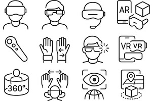 Vector illustration of line icons, a Technology Illustration by ZinetroN