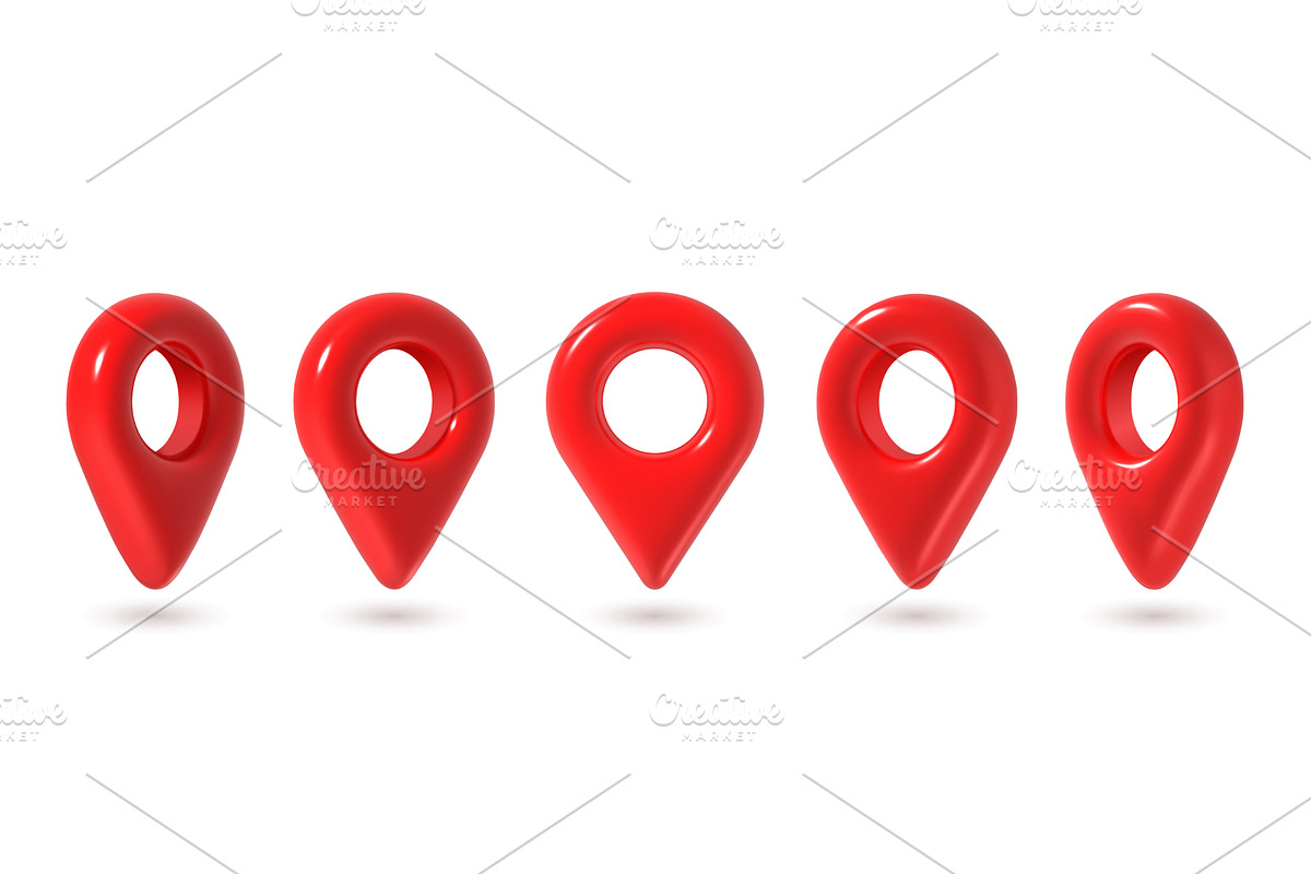 3d pins. Red map location pin in, an Object Illustration by Frogella