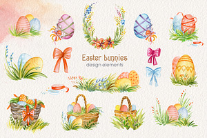 Easter Bunnies Watercolor Collection