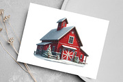 Watercolor Christmas House Clipart, an Illustration by Canvas Craft (Thumbnail 4 of 7)
