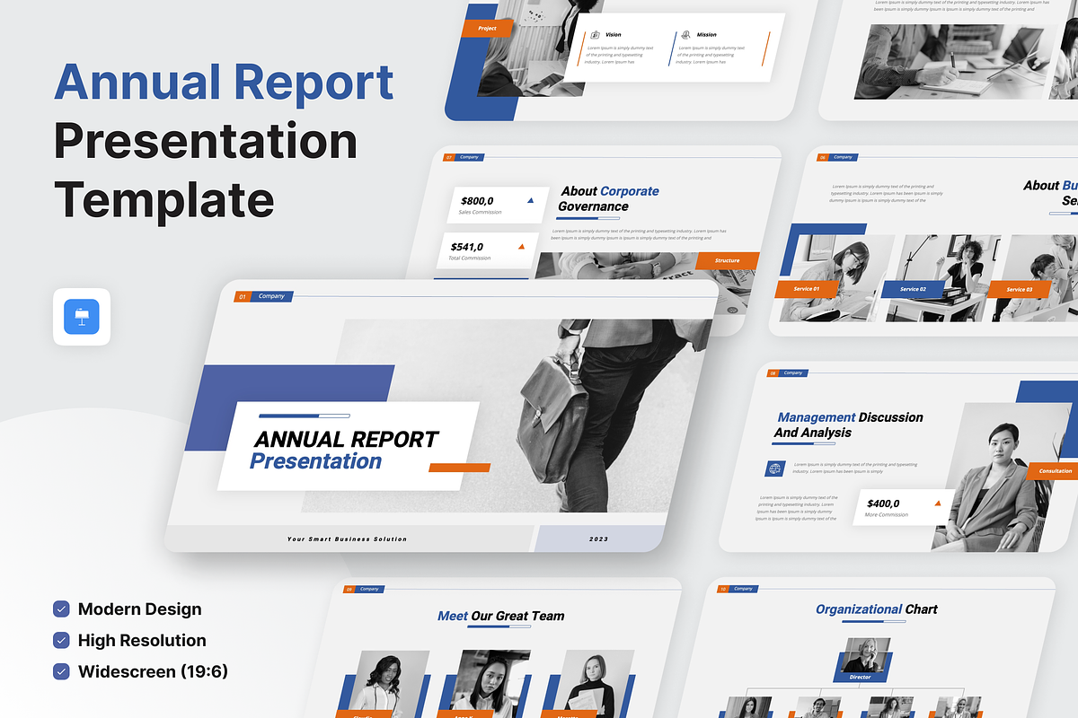 Annual Report Keynote Template, a Presentation Template by SquidPixey (Photo 1 of 6)