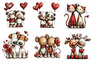 whimsical valentine animals clipart, an Illustration by CreationArt (Thumbnail 3 of 5)