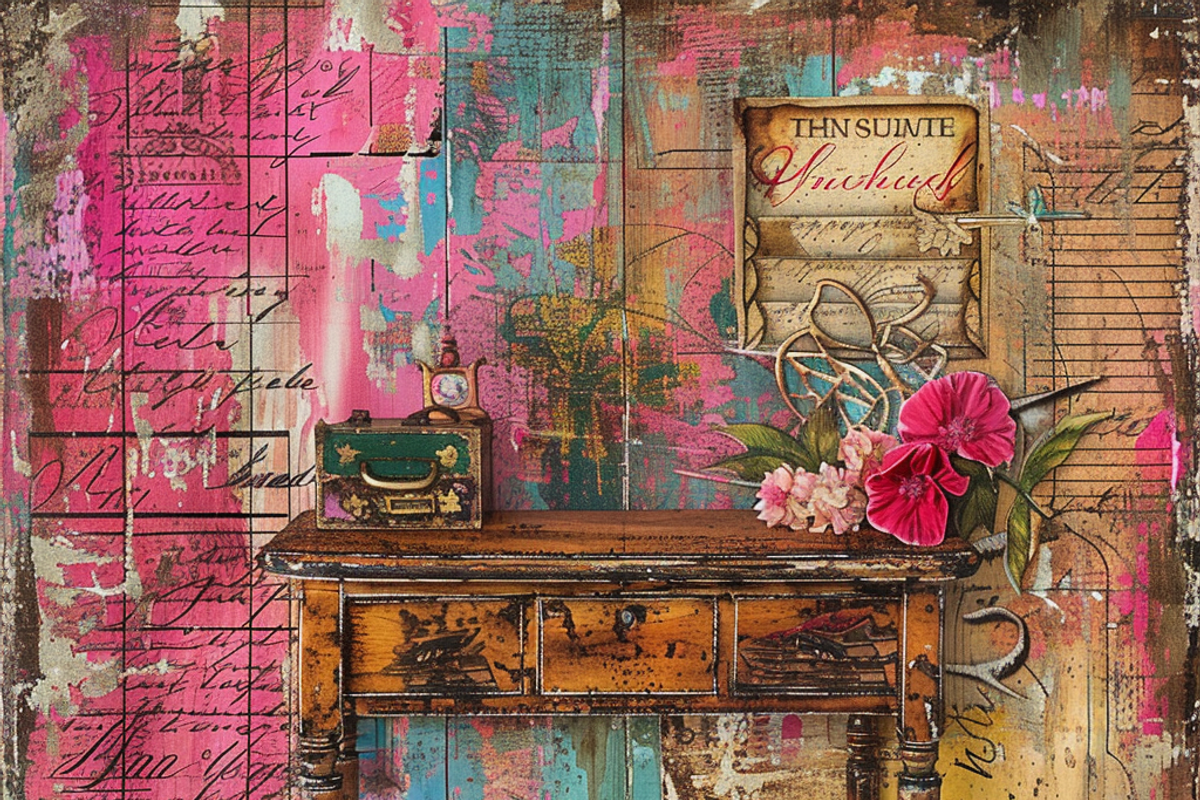 Vintage Musical Wooden Junk Page, a Background Graphic by Printable Treasure (Photo 4 of 7)