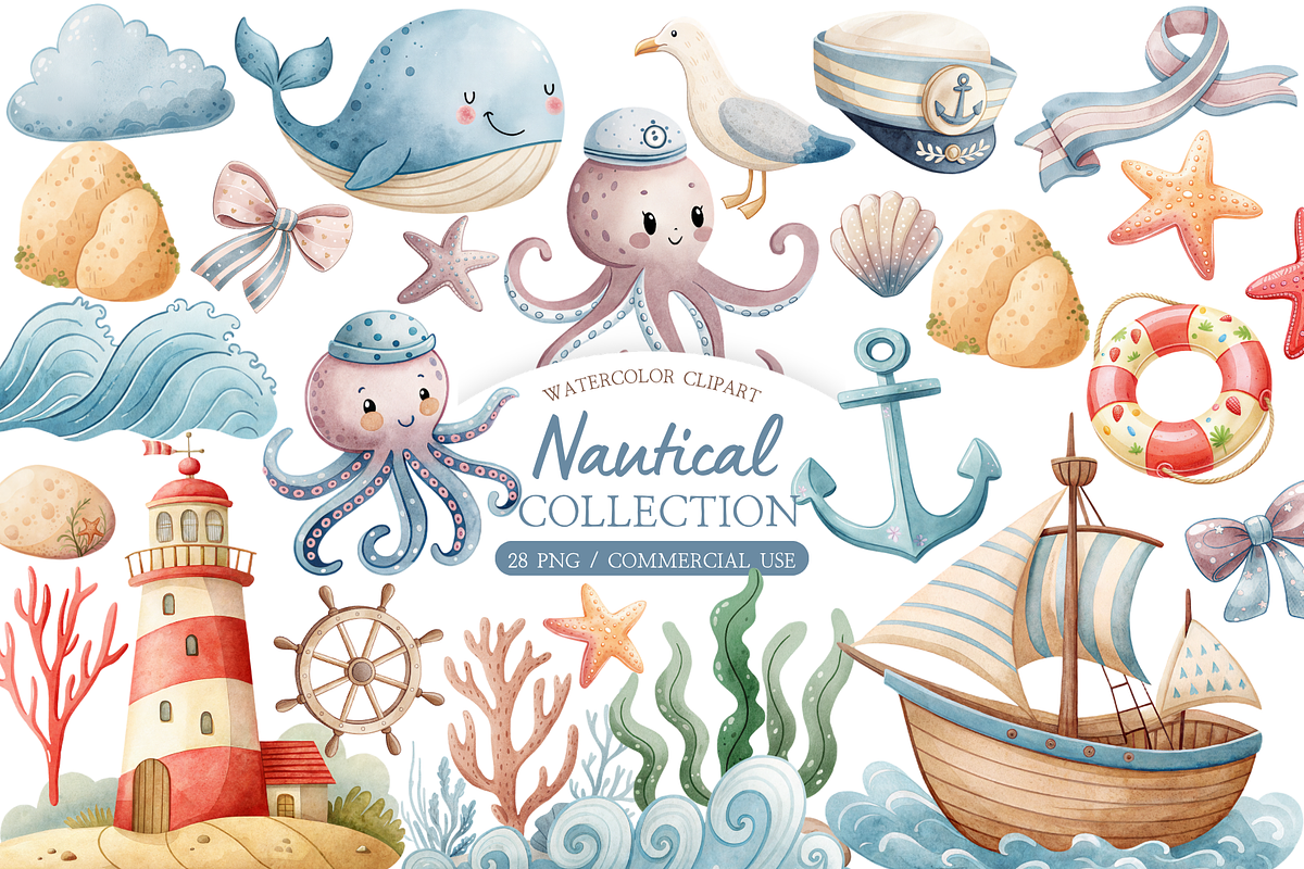Under the Sea Marine PNG Set, an Illustration by MockupWizard (Photo 1 of 5)