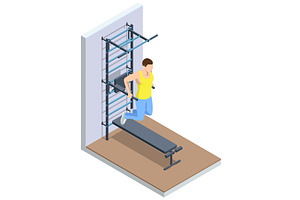 Parallel bar dips. Isometric vector, a Sport Illustration by Golden Sikorka