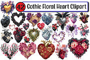 Gothic Floral Heart Clipart, an Illustration by Design Market (Thumbnail 1 of 3)