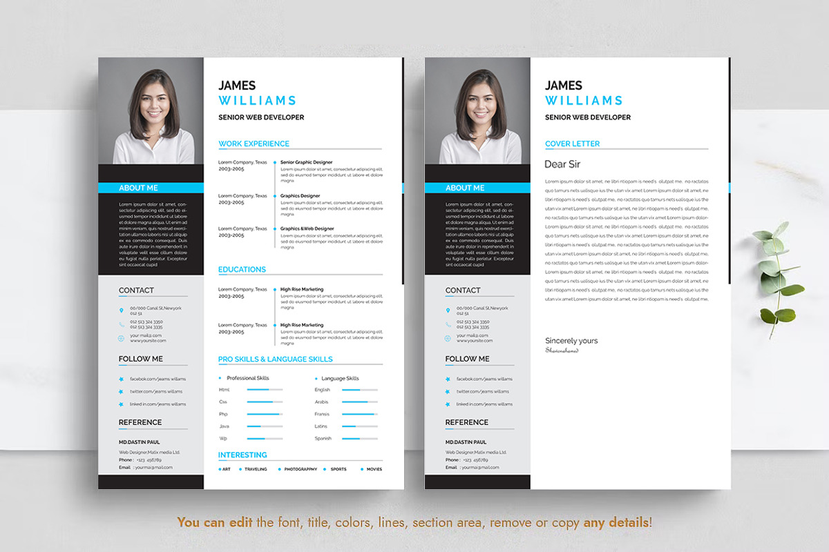Modern Resume CV Template Design, a Resume Template by Blackcloud_Creations (Photo 3 of 5)