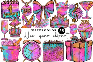 New Year Clipart, an Illustration by CreationArt