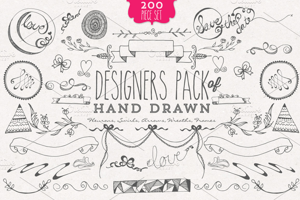 Hand drawn Designers Element Kit, an Illustration by StylishDesignMe (Photo 2 of 5)