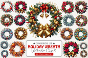 Holiday Wreaths Watercolor Bundle, an Illustration by RobertsArt (Thumbnail 1 of 2)