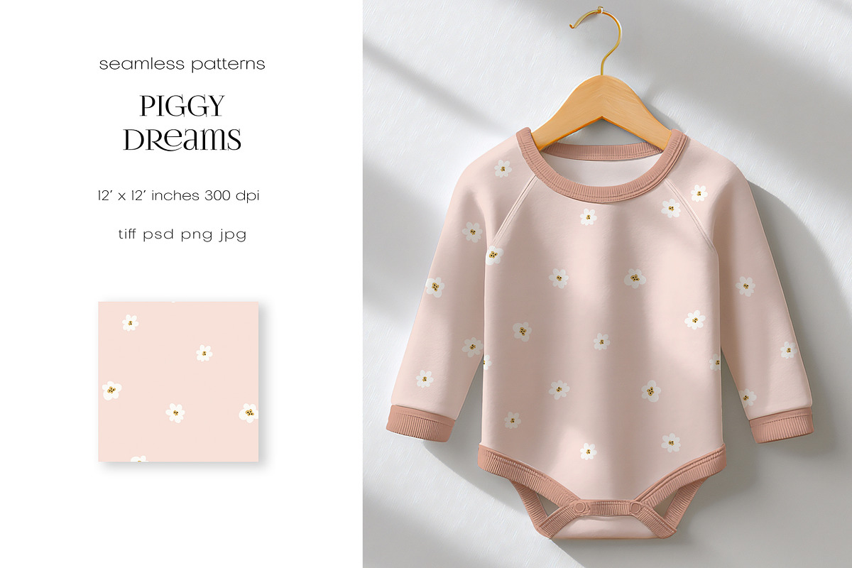 Piggy Dreams –Kids Seamless Patterns, a Pattern Graphic by PROTEA Watercolor Studio (Photo 5 of 8)