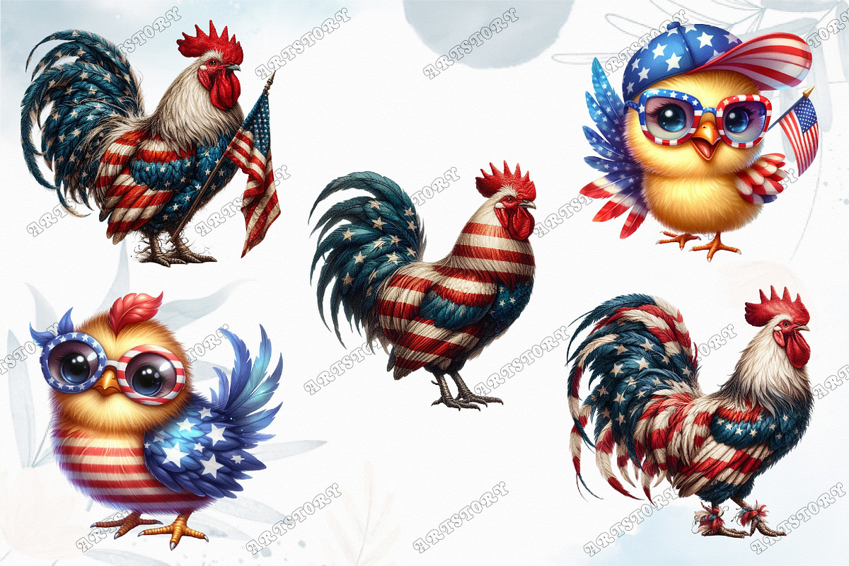 Patriotic USA Chicken Clipart, a Graphic by designcity5 (Photo 3 of 5)